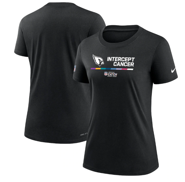 Women's Arizona Cardinals 2022 Black Crucial Catch Performance T-Shirt(Run Small)